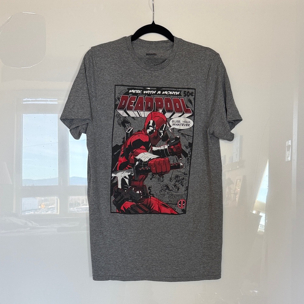 Marvel Deadpool Comic Print Gray Tee
